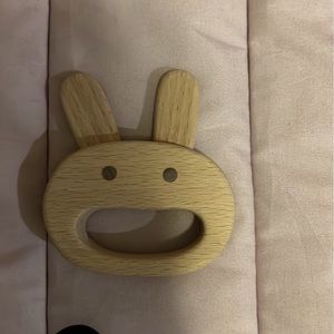 Baby bunny wood rattle toy